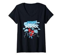 Women's Marvel Spider-Man First Day of School Spidey Back to School V-Neck T-Shirt