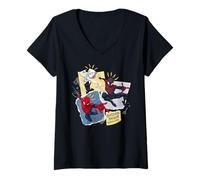 Womens Marvel Spider-Man Ghost-Spider Miles Spider-Sense Tingling V-Neck T-Shirt