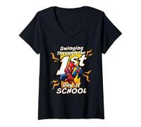Women's Marvel Spider-Man Swinging Through the 1st Day of School V-Neck T-Shirt