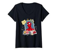 Womens Marvel Spider-Man When I Grow Up Torn Paper Collage V-Neck T-Shirt