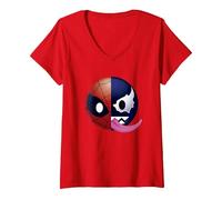Women's Marvel Spiderman Half Spidey Half Venom Emoticon V-Neck T-Shirt, Red, Medium