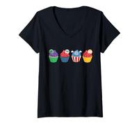 Womens Marvel Super Heroes Avengers Cupcakes Birthday Party Gift V-Neck T-Shirt