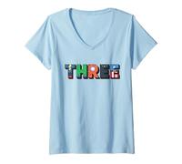 Womens Marvel Super Heroes Avengers Numbers 3 Third 3rd Birthday V-Neck T-Shirt