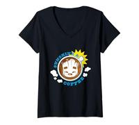 Women's Marvel Super Heroes Baby Groot Sunshine & Coffee Mug V-Neck T-Shirt