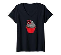 Womens Marvel Super Heroes Deadpool Cupcake Birthday Party Gift V-Neck T-Shirt