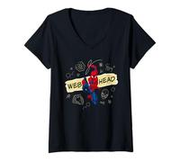 Womens Marvel Super Heroes Spider-Man Web-Head Notebook Sketch V-Neck T-Shirt