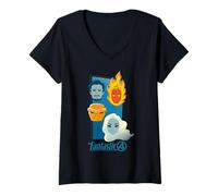 Womens Marvel The Fantastic Four: First Steps Family Faces Icons V-Neck T-Shirt