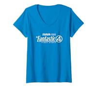 Womens Marvel The Fantastic Four First Steps White Logo V-Neck T-Shirt