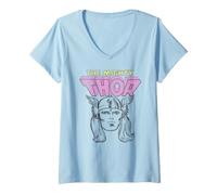 Women's Marvel The Mighty Thor Classic Retro Comic Portrait Vintage V-Neck T-Shirt