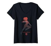 Womens Marvel Universe Black Widow Silhouette V-Neck T-Shirt