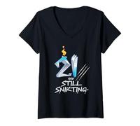 Womens Marvel Wolverine 21 and Still Snikting 21st Birthday Party V-Neck T-Shirt