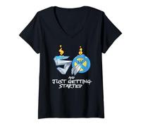 Womens Marvel Wolverine 50 and Just Getting Started 50th Birthday V-Neck T-Shirt