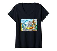 Womens Marvel World of The Fantastic Four! Retro Vintage Comic Art V-Neck T-Shirt