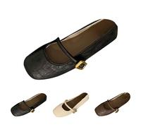 Women's Mary Jane Ballet Flat Shoes Cute Square Toe Slip On Flat Walking Shoes with Arch Support, Ladies Comfortable Casual Work Office All-Day Comfort Ballet Flats Loafers Size 5 Black
