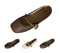 Women's Mary Jane Ballet Flat Shoes Cute Square Toe Slip On Flat Walking Shoes with Arch Support, Ladies Comfortable Casual Work Office All-Day Comfort Ballet Flats Loafers Size 6 Brown