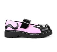 Women's Mary Jane Kitty Pink Black Leather Platform Goth Shoes - Pink Black 4