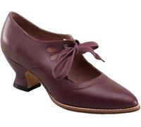 Women's Mary Jane Pumps Vintage Chunky Heel Lace Up High Heel Ladies Hollow Pointed Toe Dress Shoes for Daily(Rojo,6 UK)