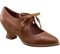 Gikleihwy Women's Mary Jane Pumps Vintage Chunky Heel Lace Up High Heel Ladies Hollow Pointed Toe Dress Shoes for Daily(Braun,4 UK)