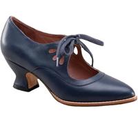 Women's Mary Jane Pumps Vintage Chunky Heel Lace Up High Heel Ladies Hollow Pointed Toe Dress Shoes for Daily(Azul,8 UK)