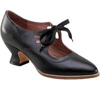 Women's Mary Jane Pumps Vintage Chunky Heel Lace Up High Heel Ladies Hollow Pointed Toe Dress Shoes for Daily(Black,6 UK)