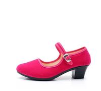 Women's Mary Jane Pumps with Ankle Strap, Low Block Heel Court Shoes for Work Comfort Support Wide Fit Office & Evening Party Formal Shoes Cushioned Slip On Smart Heels Hot Pink