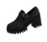 Women's Mary Jane Shoes Casual Ladies Versatile Thick Heel Buckle Strap Summer Elegant Comfortable High Heel Loafers School Working Shoes Black