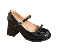 Women's Mary Jane Shoes Comfortable Low Heels Round Toe Dress Pumps for Work Wedding, Closed Toe Chunky Mary Jane Heel with Adjustable Ankle Strap Black