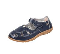 Women's Mary Jane Shoes Leather Style Flat Walking Loafers Breathable Cut Out Summer Sandals Comfort Hook and Loop Strap Casual Daily Footwear Blue