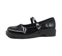 Women's Mary Jane Shoes,Penny Loafers,Business Formal Loafers Women,Mary Jane Shoes for Low Heel,Buckle Strap,Comfortable,Casual,Round Toe,Shallow Mouth,for Work Office,Daily Glossy Black