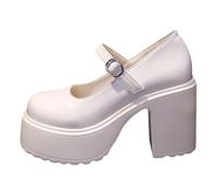 Women's Mary Jane Shoes,Penny Loafers for Women,Vintage Buckle Mary Janes Shoes,Business Formal Loafer,Round Toe,Simple Design,Shallow Mouth,Heels,for Prom,Work Office,Daily