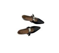Women'S Mary Jane Shoes with Metal Buckles: Pointed-Toe Flat Shoes To Pair with Skirts; Versatile, Comfortable, Low-Cut Shoes with Soft Soles for The Commute,Black,7 UK