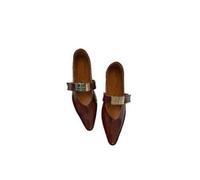 Women'S Mary Jane Shoes with Metal Buckles: Pointed-Toe Flat Shoes To Pair with Skirts; Versatile, Comfortable, Low-Cut Shoes with Soft Soles for The Commute,Red,5.5 UK