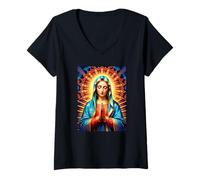 Womens Mary Mother of God V-Neck T-Shirt