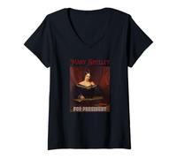 Womens Mary Shelley Gothic Writer Frankenstein Feminism Humor V-Neck T-Shirt