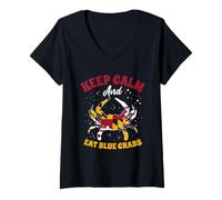Womens Maryland Bay Crab Seafood Baltimore Annapolis Old Line State V-Neck T-Shirt