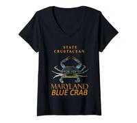 Womens Maryland Territory Crustacean Callinectes sapidus V-Neck T-Shirt