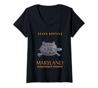 Womens Maryland Territory Reptile The Freshwater Turtle. V-Neck T-Shirt