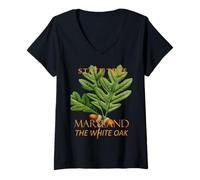 Womens Maryland Territory Tree The White Oak V-Neck T-Shirt