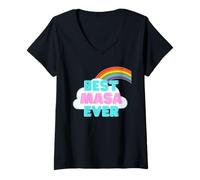Womens Masa - Best Masa Ever - Rainbow Cute Girl Masa V-Neck T-Shirt