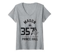 Womens Mason 357 Prince Hall Freemason Masonic Symbol Shriner V-Neck T-Shirt