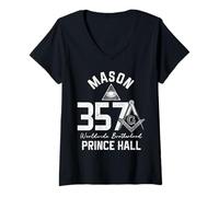 Womens Mason 357 Prince Hall PHA Freemason Masonic Symbol Shriner V-Neck T-Shirt