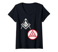 Womens Mason Royal Arch Split T Shirt Masonic York Rite Tee Black V-Neck T-Shirt