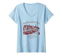 Women's Massachusetts Harbor Hands & Sea-Worn Steps Since 1788 V-Neck T-Shirt