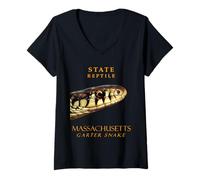 Womens Massachusetts Territory Reptile The Garter Snake V-Neck T-Shirt
