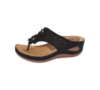 Women's Massage Toe Separator Women's Slippers Summer Wedge Heel Sliders Platform Summer Sandals Non-Slip Casual Shoes Boho Flip Flops Breathable Slippers Comfortable Mules Lightweight Sandals, black