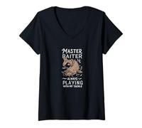 Womens Master Biter - Always Confuse My Tackle Fishing V-Neck T-Shirt