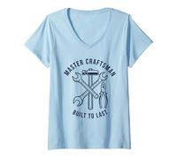 Womens Master Craftsman Built to Last Tool Lover Design V-Neck T-Shirt
