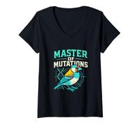 Womens Master of Mutations Finch Genetics Humor V-Neck T-Shirt