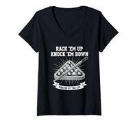 Women's Master of the Cue Pool Player Billiards Game V-Neck T-Shirt