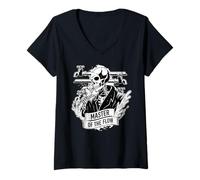 Womens Master of the Flow Plumber Skeleton Funny Plumbing Gift V-Neck T-Shirt